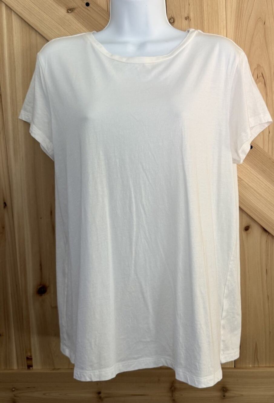 Quince White Cotton Modal Round Neck Short Sleeve Soft Lightweight T Shirt Sz M